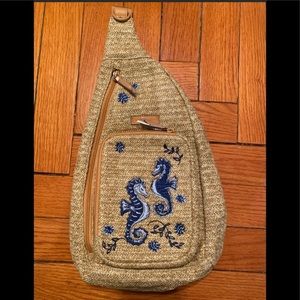 Vera Bradley Straw Sling Backpack Nature Sea Life